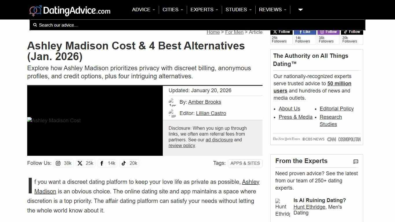 Ashley Madison Cost & 4 Best Alternatives (Jan. 2026)